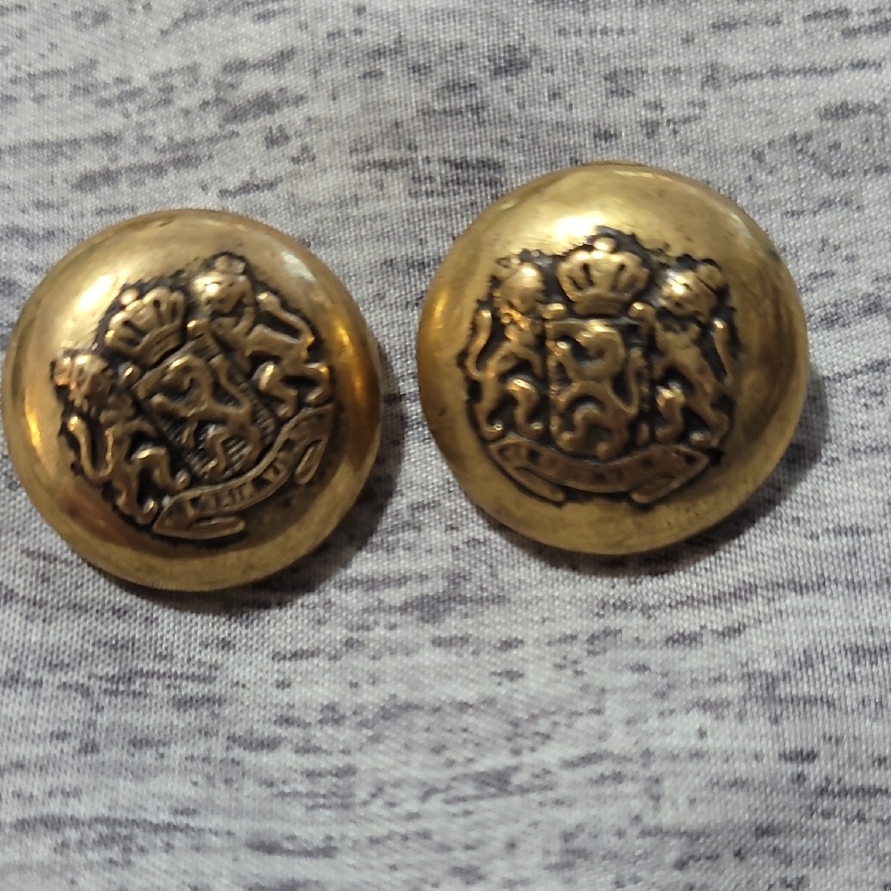 1930's Dutch Netherlands Officer's Gold Button Set Of 2.